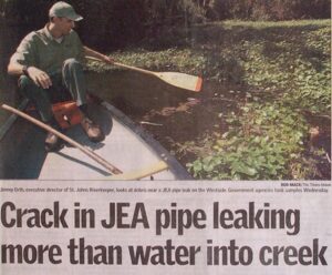 newspaper clipping - Crck in JEA pipe