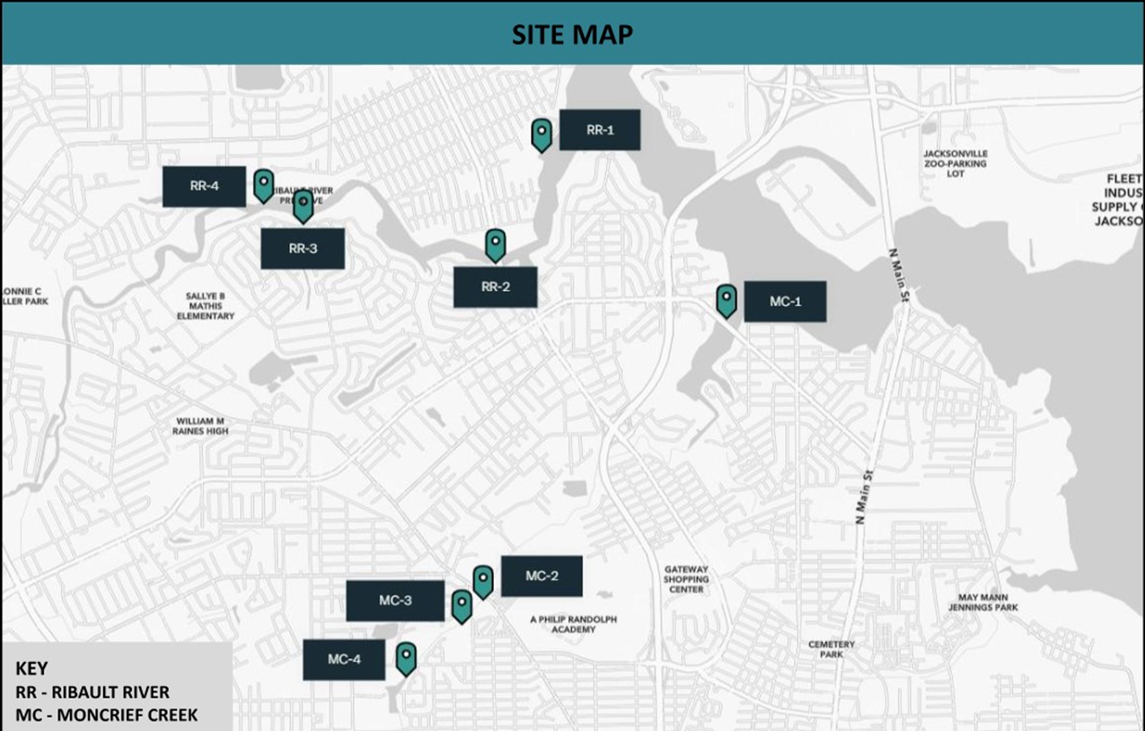 map of samples taken