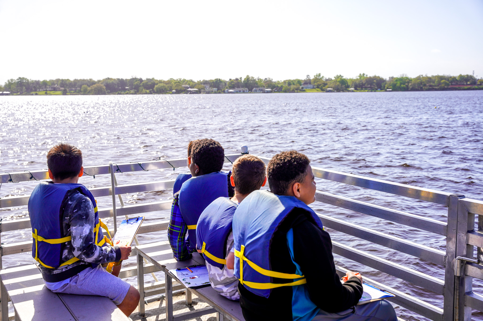 students on an educational boat trip